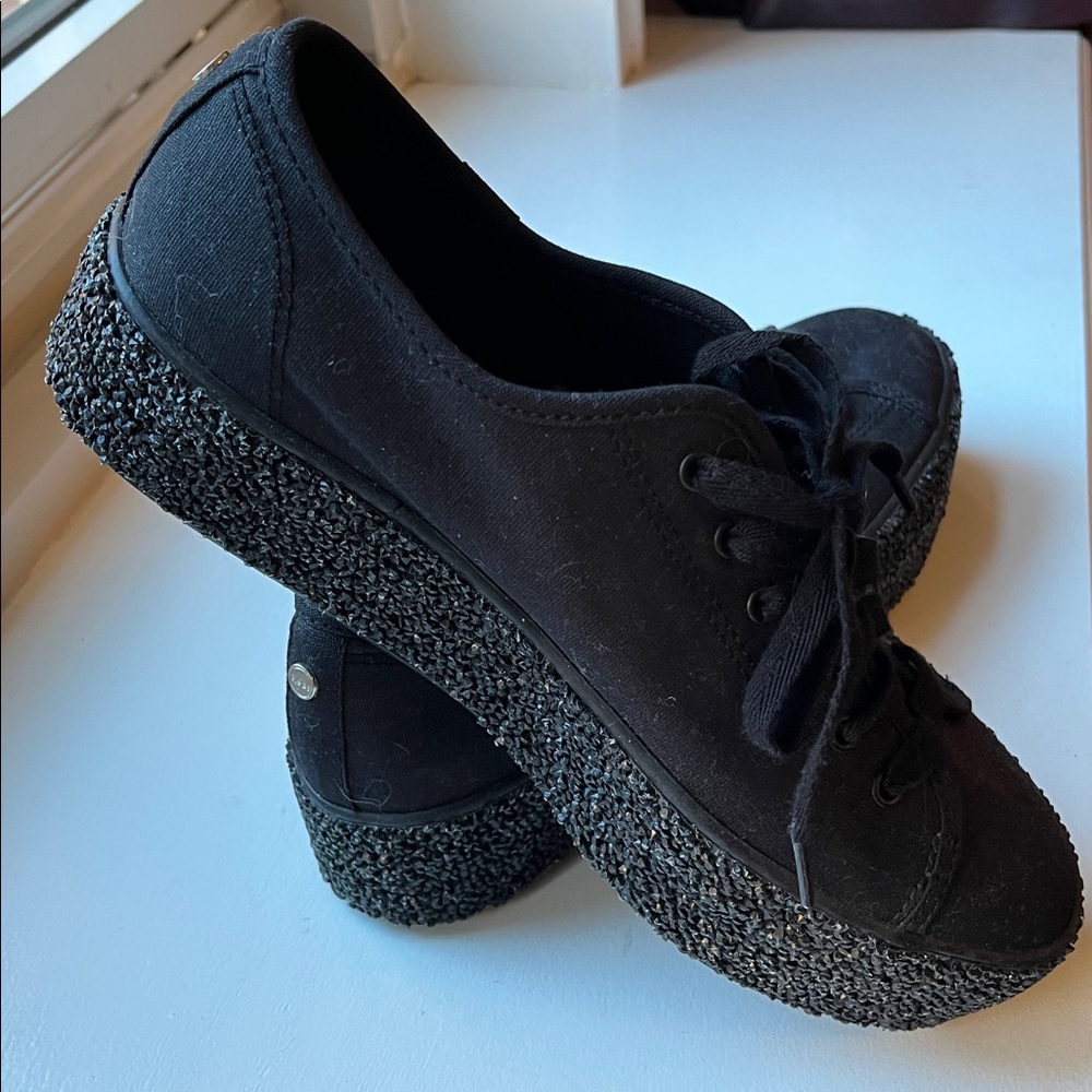Keds Triple Up Rock Salt Glitter Sneakers-Black-Women's Size 8.5